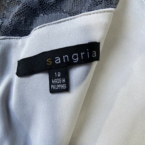 Sangria Fit & Flare Dress Women Sz 12 Gray Lace Overlay Wedding - Picture 3 of 11